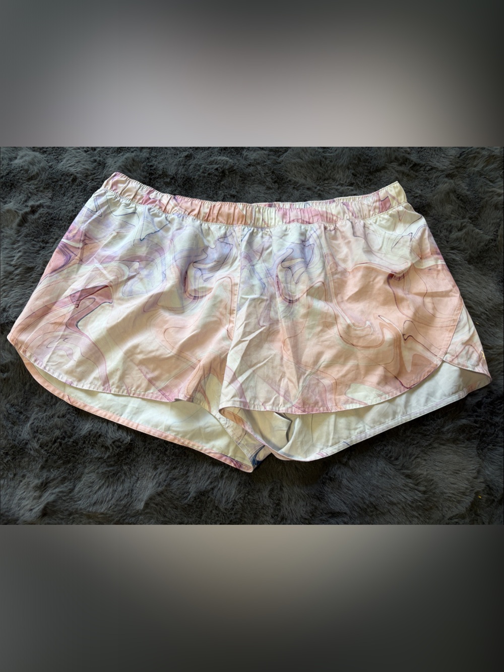 Women’s Pink Marble Print Athletic Shorts